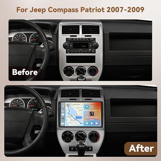 Android 15 Car Stereo for Jeep Compass Patriot 2007 2008 2009, Hikity 10'' - Image 2