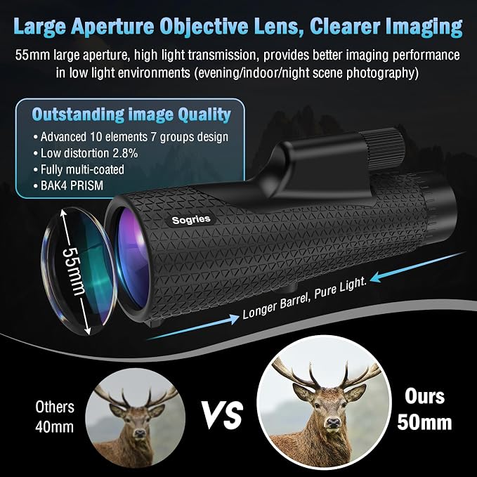 15×55 Monocular Telescope, HD High Powered - Image 2