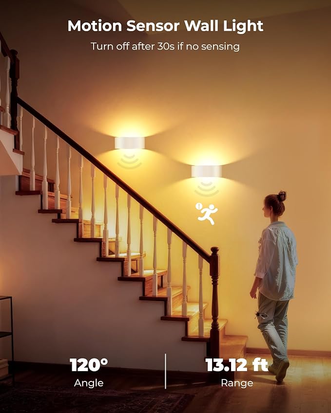 Motion Sensor Wall Light, 5000mAh Rechargeable Battery Operated Wall Sconces - Image 2