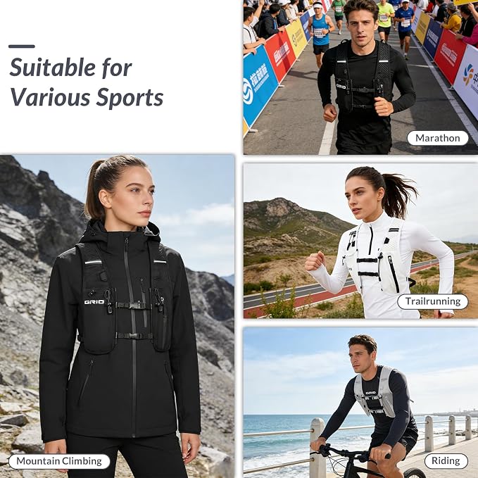 GRIO Hydration Running Vest for Women Men, Water Backpack for Hiking, - Image 7