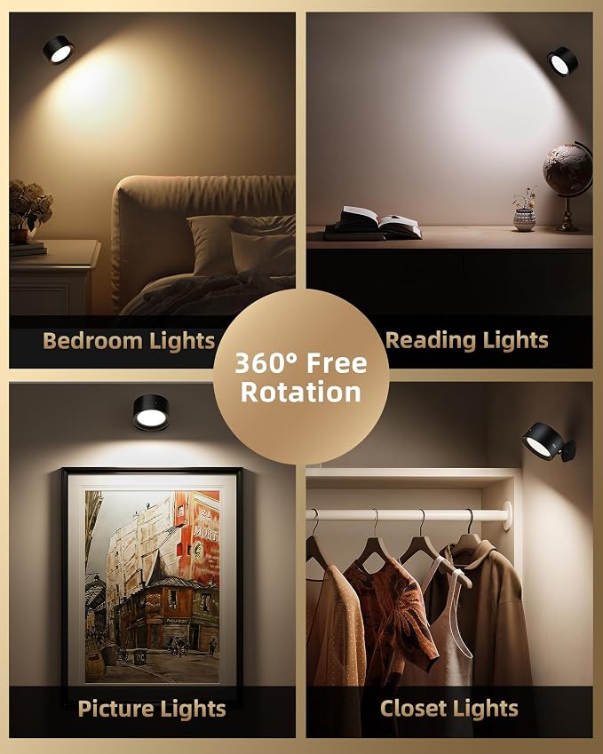 LED Wall Mounted Lights, Rechargeable Wall Sconces - Image 4
