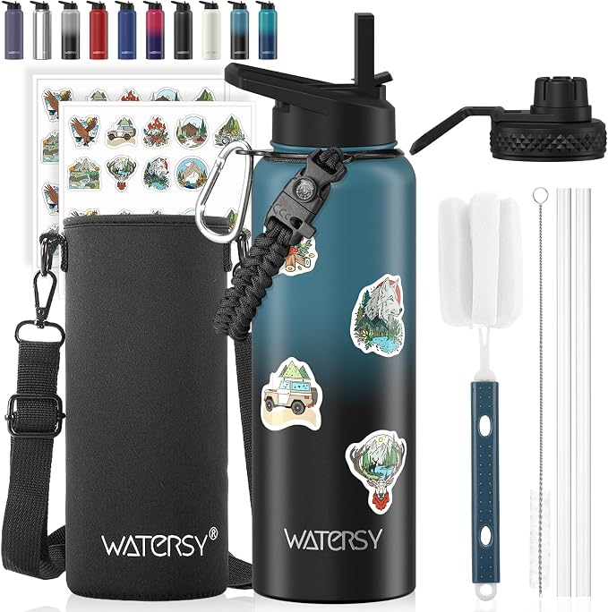 40oz Insulated Water Bottle, BPA Free&Leak Proof, Stainless Steel Water Flask by Watersy