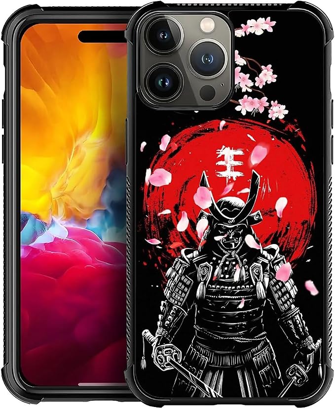 for iPhone 15 Pro Case, Sakura Japanese Samurai Pattern Graphic Design Girl Boy by FKBRCL4U