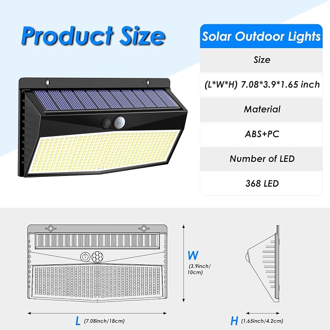 4 Pack 368 LED Solar Motion Sensor Lights Outdoor, Solar Fence Lights - Image 6