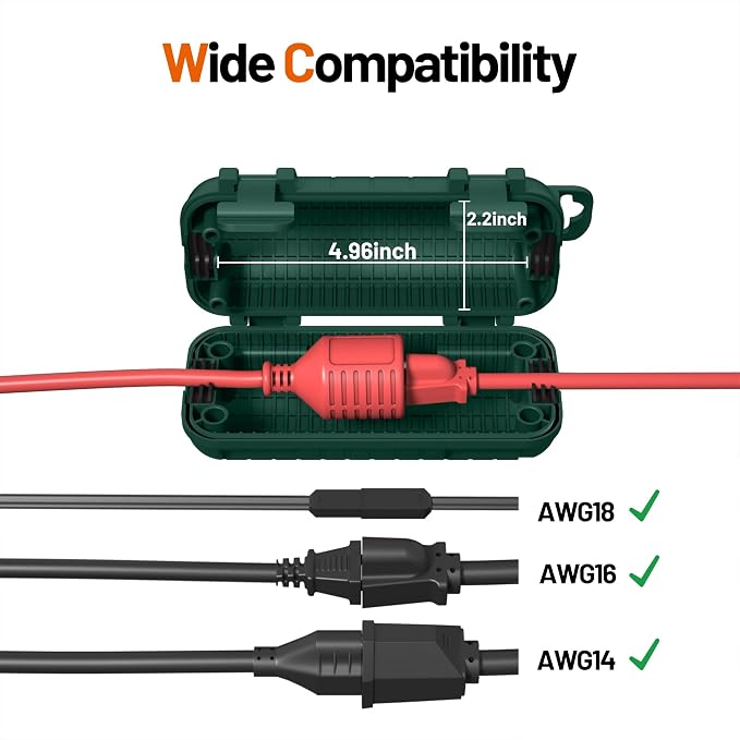 Extension Cord Cover Outdoor, 8 Pack IP54 Water-Resistant Power Cord Protector - Image 3