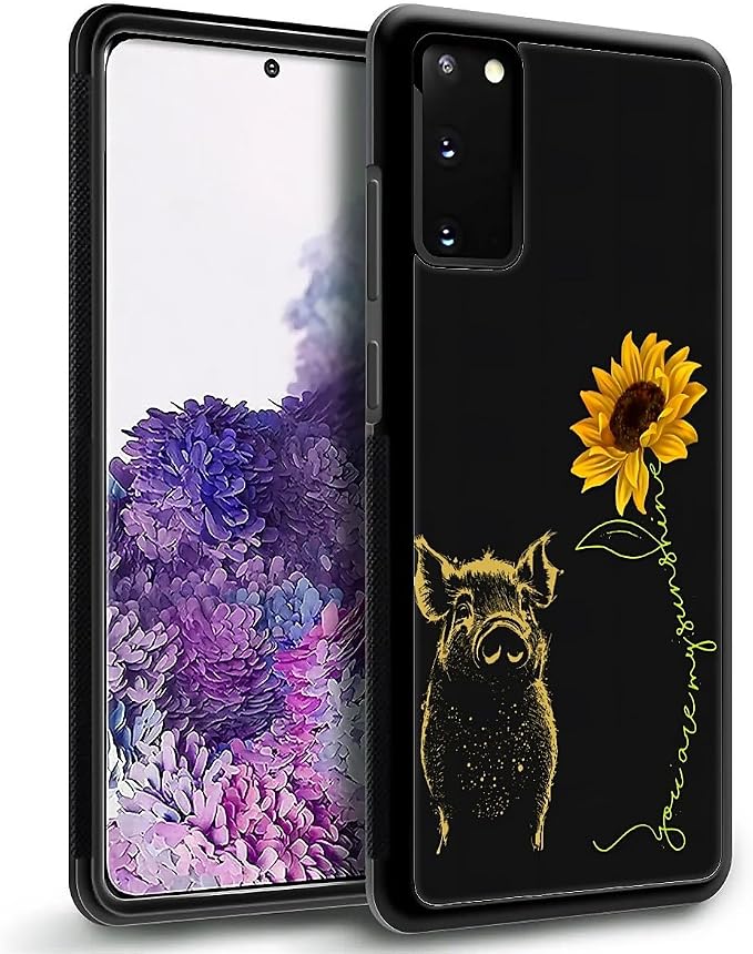 for Samsung Galaxy S20 Plus Case, Pig Sunflower Yellow Sunshine Pattern Graphic - Image 4