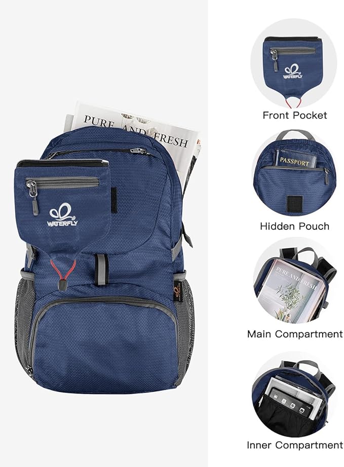 WATERFLY Small Lightweight Packable Backpack: 20l Ultra Light Foldable Travel - Image 4