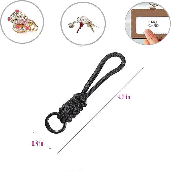 Colorful Braided Paracord Keychain, 12cm Length, Decorative Woven Rope Strap - Image 2
