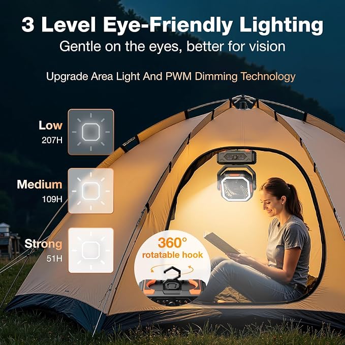 OGERY Camping Fan, Portable Fan Rechargeable - Image 9