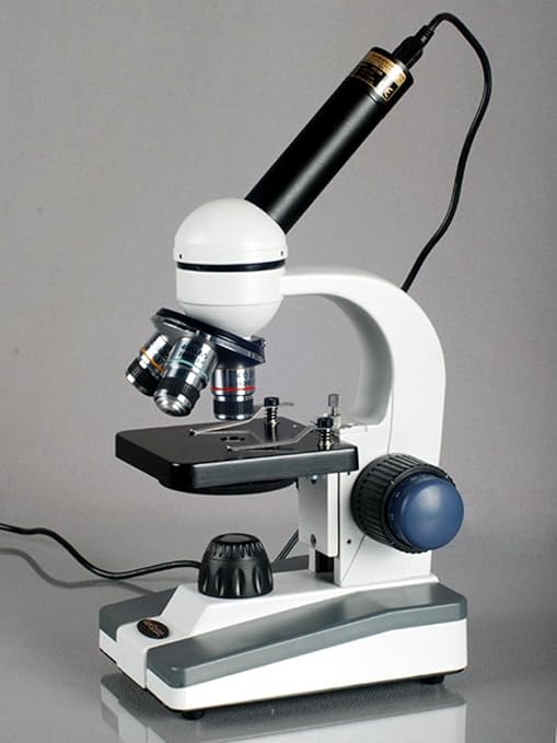 AmScope M150C-PB10-WM Compound Monocular Microscope, WF10x and WF25x Eyepieces - Image 3