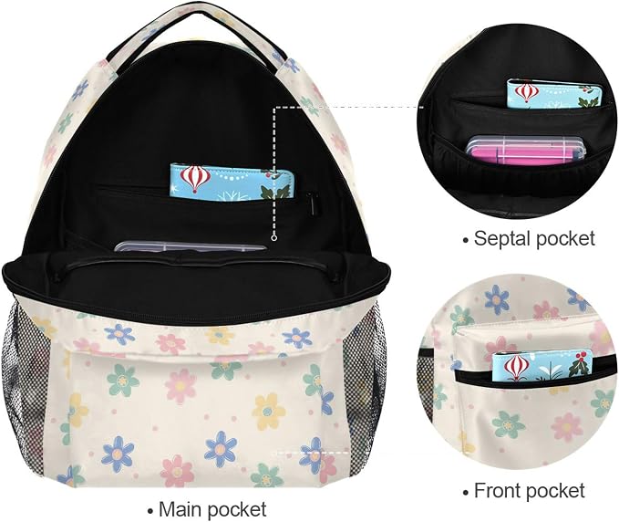 Wamika Daisy Flowers Kids Backpack Floral Orange Chamomile School Backpacks - Image 3