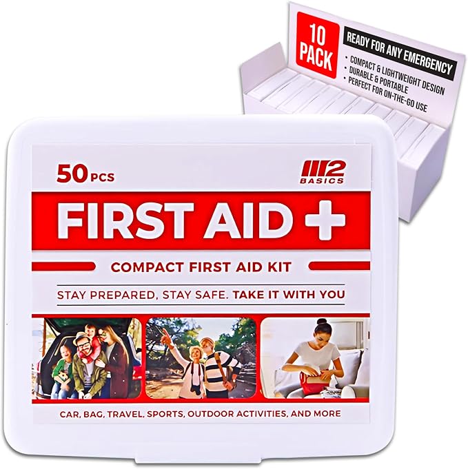 M2 BASICS Mini First Aid Kit Bulk Multi Pack, 10 Pack, 50 per Kit, 500 Total - Image 9