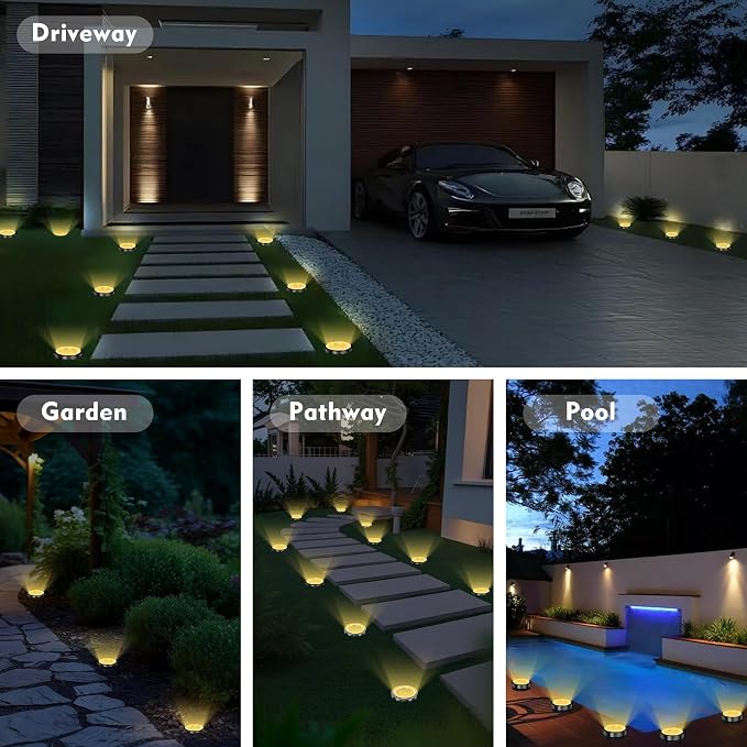 Solar Ground Lights Outdoor, 12 Pack Solar Lights Outdoor Waterproof, Mini Flat - Image 7