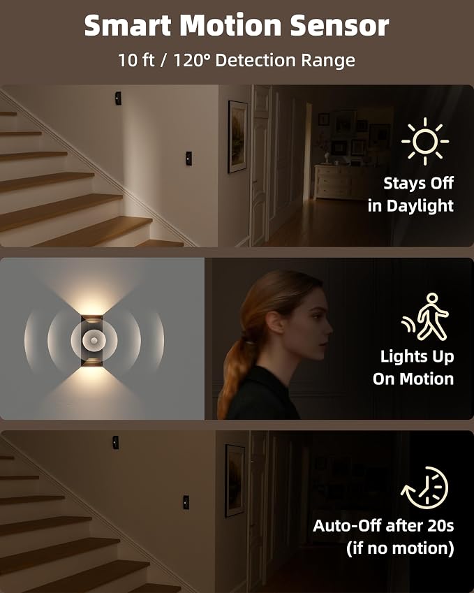 EZVALO Motion Sensor Wall Lights, 4000mAh Rechargeable Battery Operated Wall - Image 9