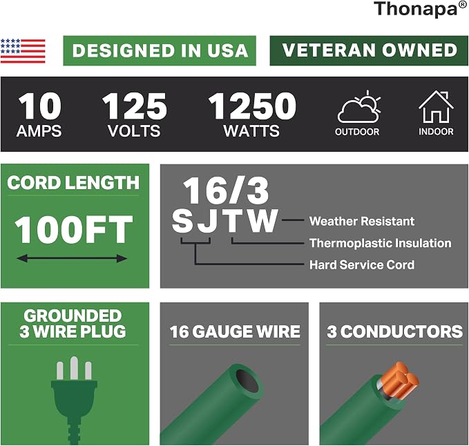 Thonapa Outdoor Extension Cord 100 FT - Image 2