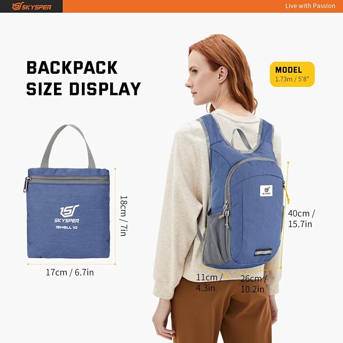 SKYSPER Small Daypack 10L Hiking Backpack Packable Lightweight Travel Day Pack - Image 5