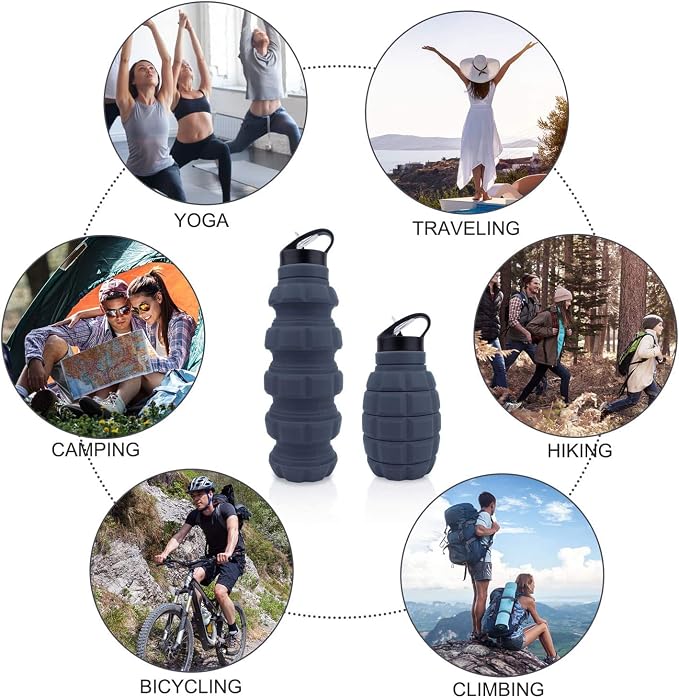 QiCheng&LYS 19.5oz Collapsible Travel Water Bottle, Reuseable BPA Free Silicone - Image 6