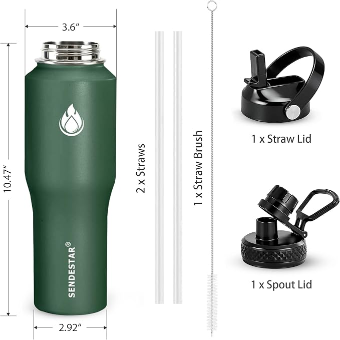 SENDESTAR Water Bottle, Wide Mouth Stainless Steel Vacuum Insulated Double Wall - Image 3