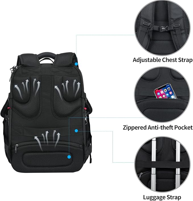 KROSER Friendly Travel Laptop Backpack 17.3 inch XXXL Gaming Backpack - Image 5