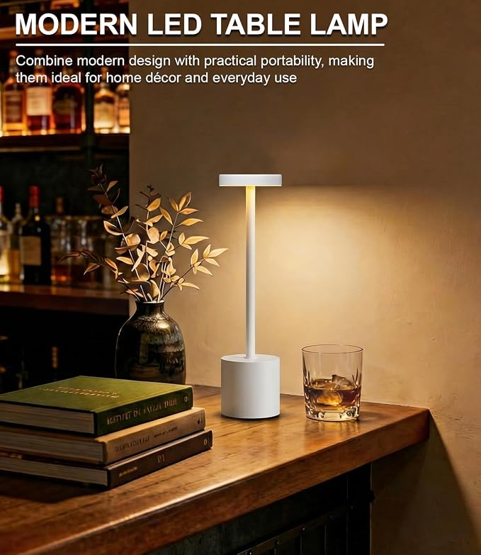 Swinerton White Rechargeable Cordless Table Lamps Set, 5000mAh Battery Powered - Image 7