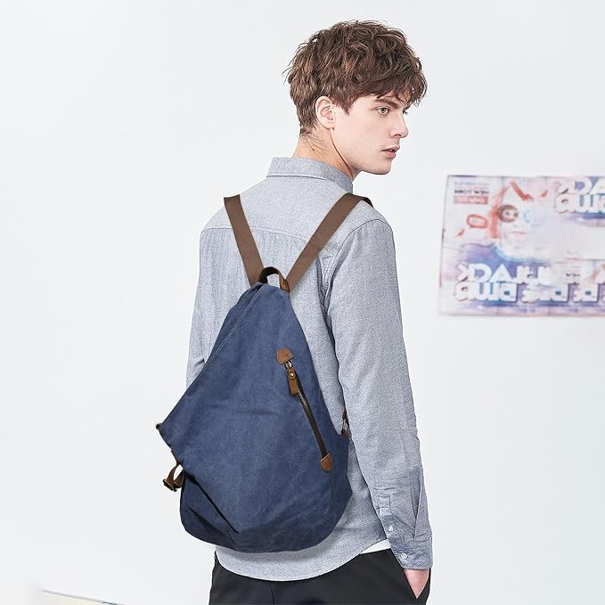 KL928 Canvas Vintage Backpack – Large Casual Daypack Outdoor Travel Rucksack - Image 8