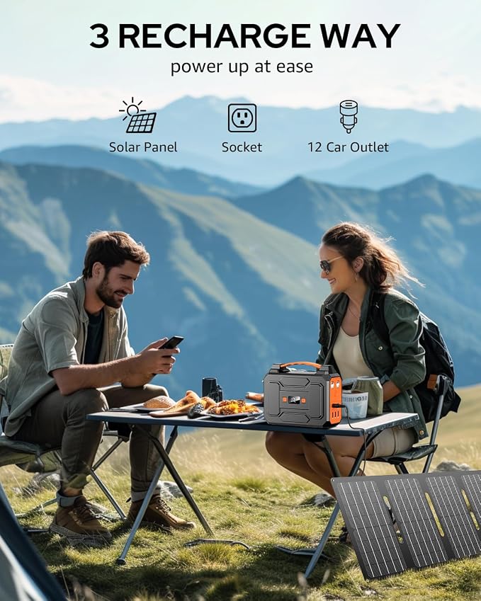 Portable Power Station Bank 146Wh 200W Peak, Solar Powered Power Bank - Image 4