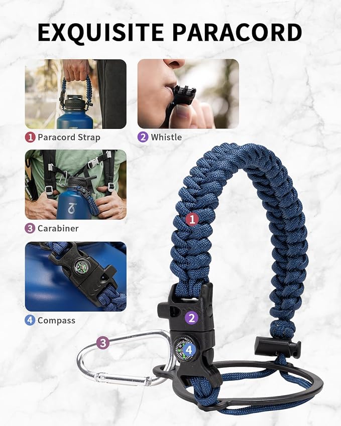 Trebo Water Bottle 64oz with Paracord Handle, Half Gallon Large Vacuum Triple - Image 4