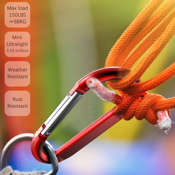 sprookber 3" Carabiner Clip Keychain, D Ring Caribeaner Clip, Key Clip - Image 4