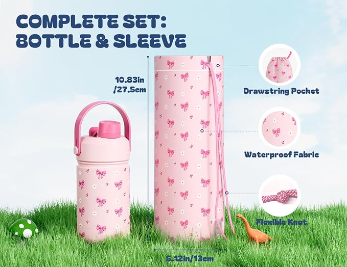 12 oz Insulated Water Bottle for Girls: 2-in-1 Straw Spout Lid, Easy Carry - Image 3