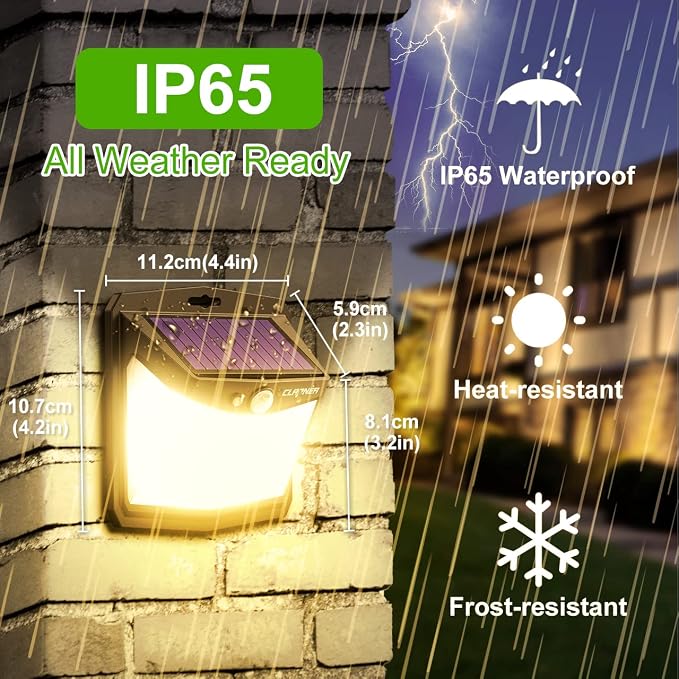 CLAONER Solar Lights Outdoor, Solar Motion Sensor Lights 3 Working Modes - Image 4