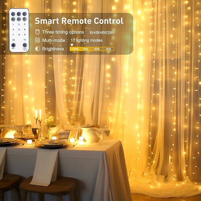 JMEXSUSS 300LED Dual Color Changing Curtain Lights - Image 5