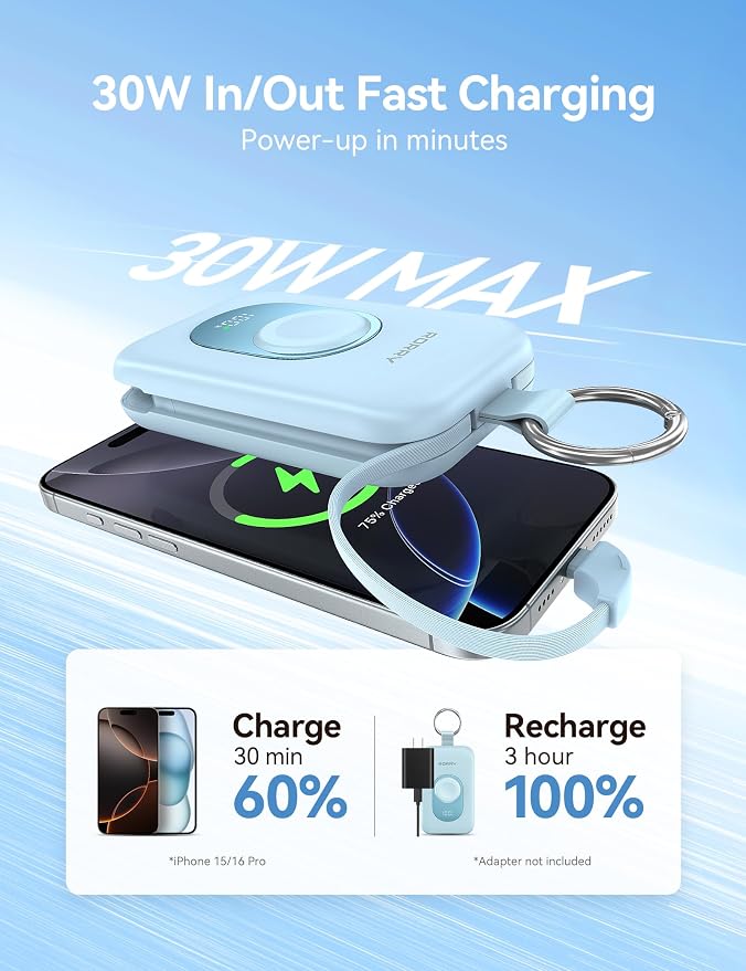 RORRY Portable Charger, 20000mAh PD 30W Portable Charger Power Bank - Image 3