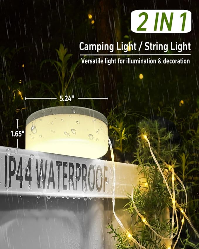 Solar Camping String Lights, 39.4 FT Fairy String Light, 4 in 1 Portable - Image 3