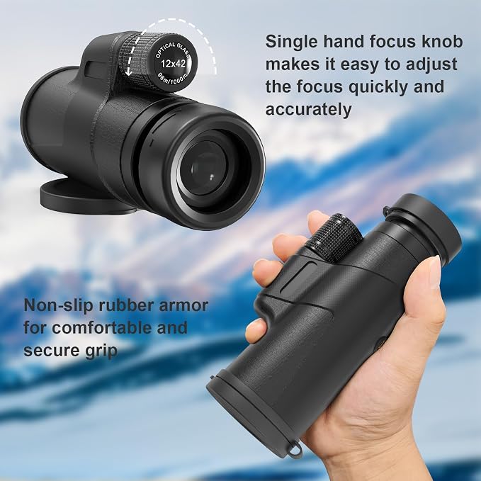 12x42 Monocular Telescope for Adults, High Powered HD Compact Monoculars - Image 7
