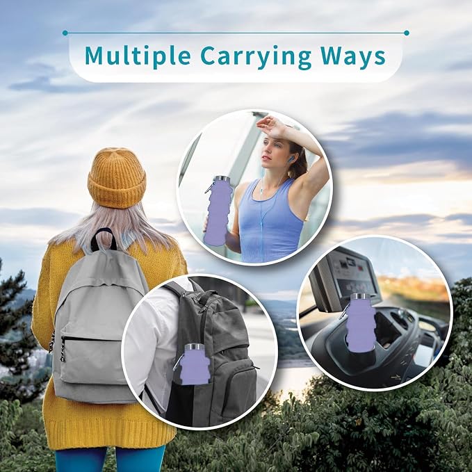 Collapsible Water Bottles 17oz, Odorless BPA-Free Silicone, Leak-Proof Foldable - Image 6