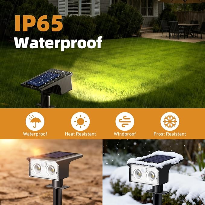 btfarm Solar Spot Lights Outdoor Waterproof, 2 Pack/3 Modes Motion Sensor Lights - Image 4