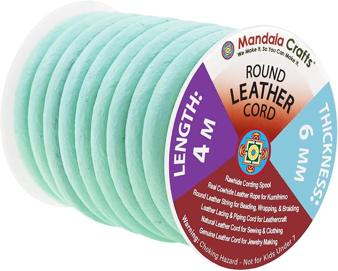 Mandala Crafts Round Genuine Mint Leather Cord by MandalaCrafts