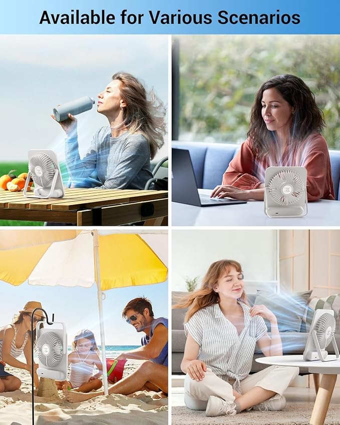 WHATOOK Small Desk Fan Personal Fans: 5000mah 25 Hours Battery Office Quiet - Image 7