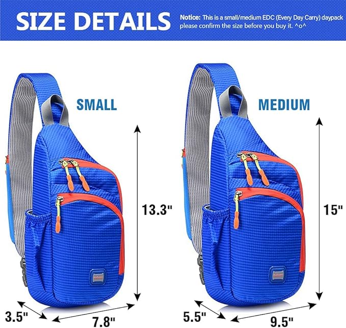 Peicees Small Sling Backpack Waterproof Unisex Shoulder Bag Chest Crossbody - Image 5
