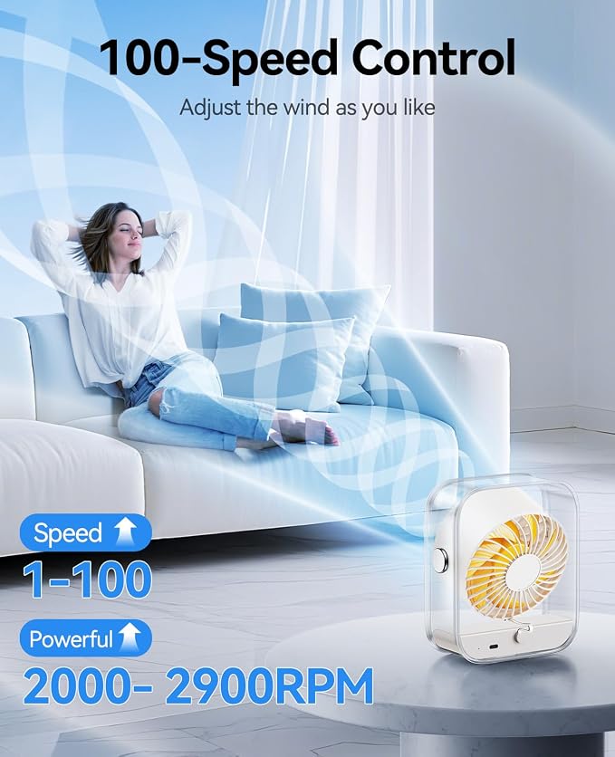 KIMMOO USB Desk Fan, Quiet Table Fan - Image 3