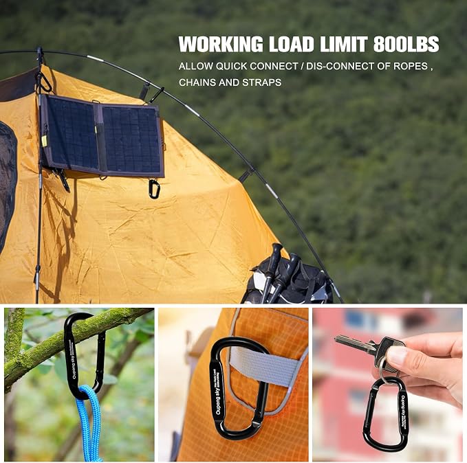 Carabiner Clip - Heavy Duty Carabiners 800lbs-13KN Carabeaner D Ring Shape - Image 8