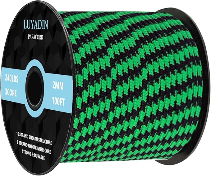 Paracord 240lb - Diameter 2mm Micro Utility Cord -3 Strand Parachute Spool Cord by LUYADIN