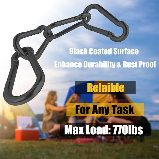 EPHECH 30PCS 4" Black Heavy Duty Spring Snap Hook, M10 3/8" Galvanized Steel - Image 4