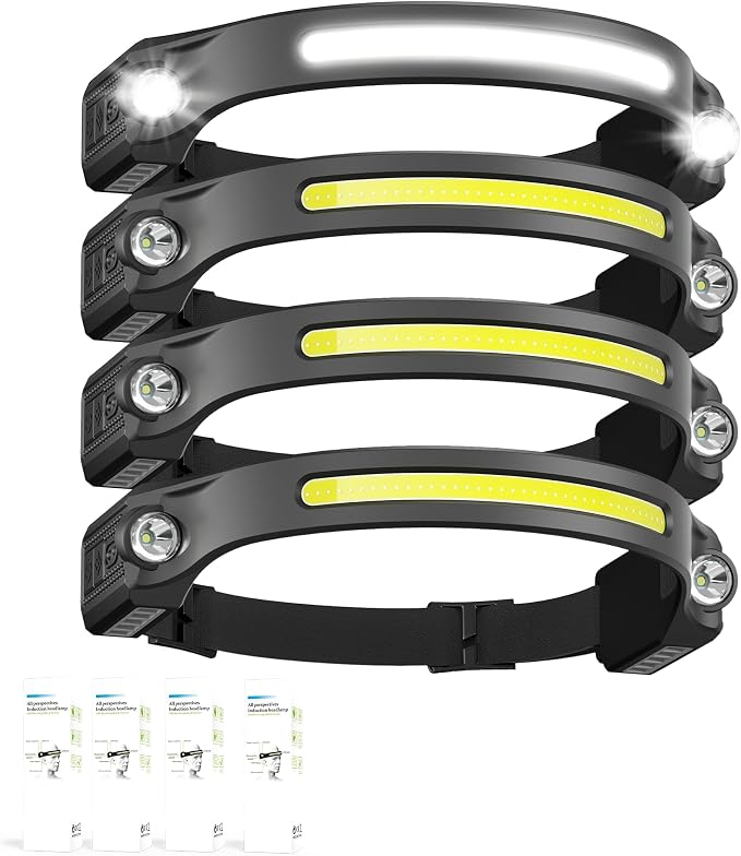 AlpsWolf LED Headlamp Rechargeable, 2 XPE LED and COB LED Head Lamp, Motion by AlpsWolf