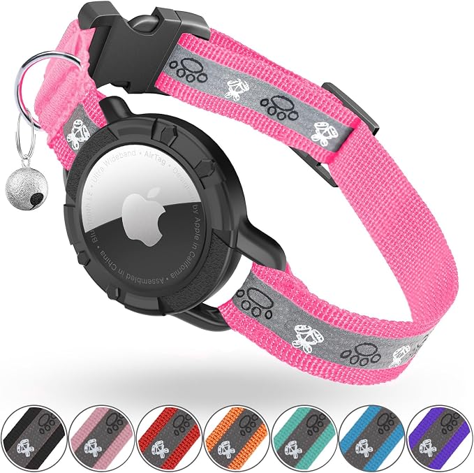 Reflective AirTag Cat Collar, Integrated Cat Tracker Collar by ODOKELE