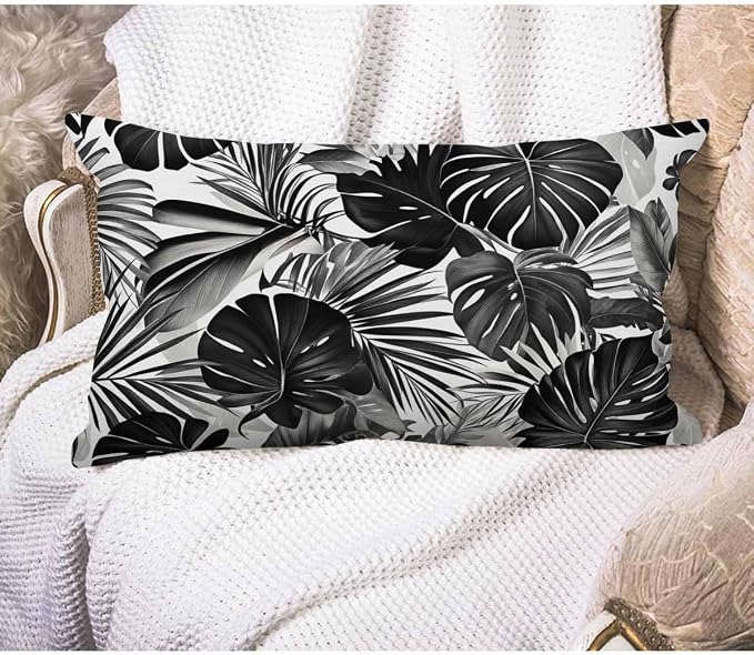 EKOBLA Palm Leaf Decorative Lumber Cushion Case Tropical Jungle Leaf Hand Drown by EKOBLA