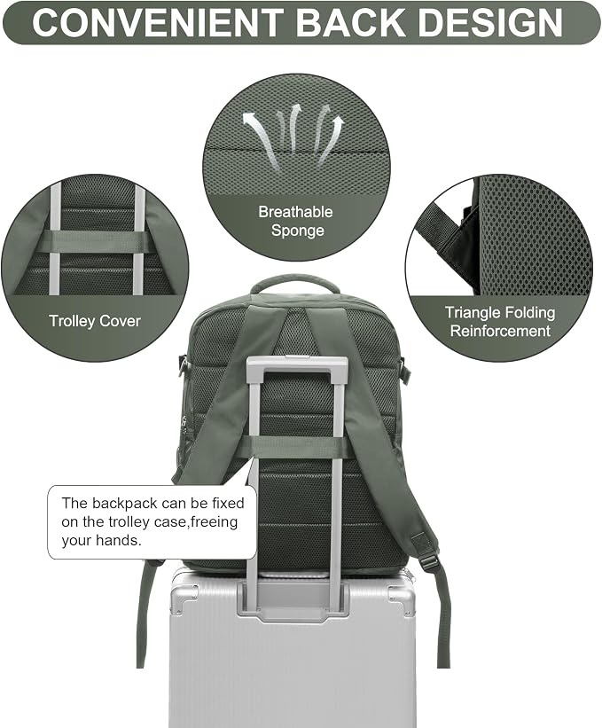 WONHOX Large Travel Backpack Carry on Flight Approved Laptop Work Business - Image 5