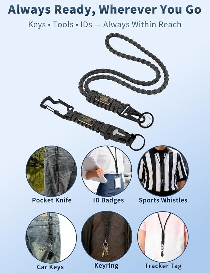 DDOUT Heavy Duty Paracord Lanyard 550 Paracord Braided Keychain - Image 6