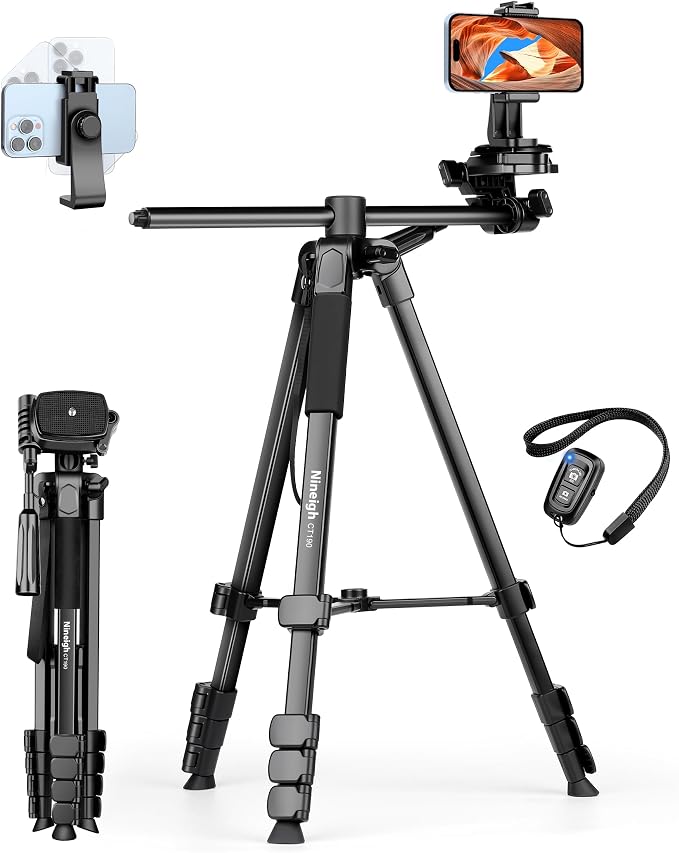 Nineigh 75" Phone Tripod Stand, Overhead Tripod by Nineigh
