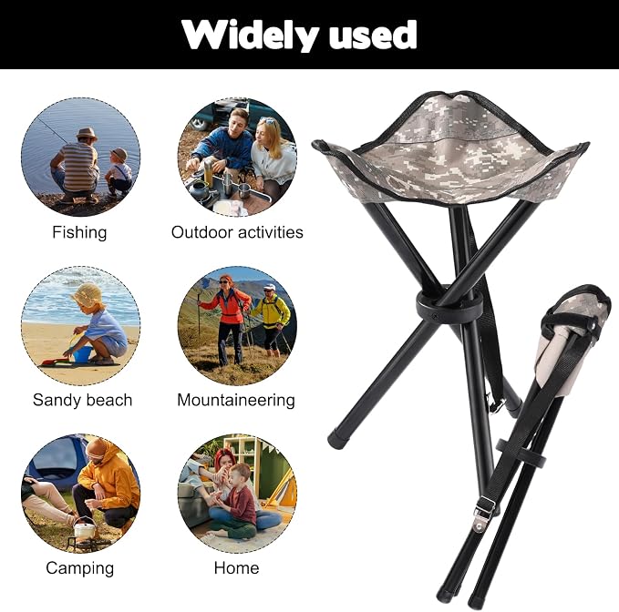 Travel Folding Camping Stool, 14.6 inches Lightweight Outdoor Tripod Chair and - Image 5